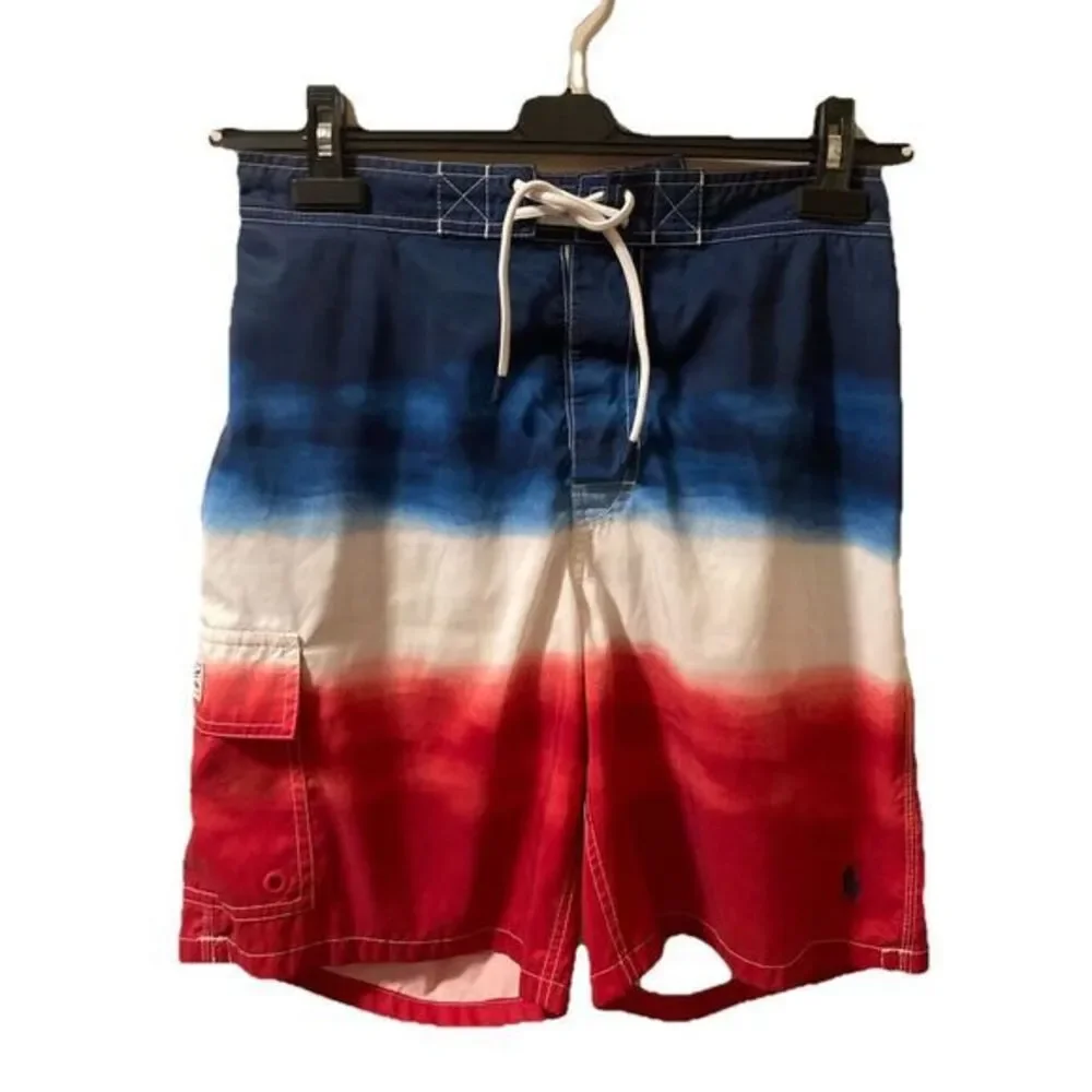 Polo Ralph Lauren‎ Swim Trunks Ombré Red White Blue Mens Size M Flag USA
